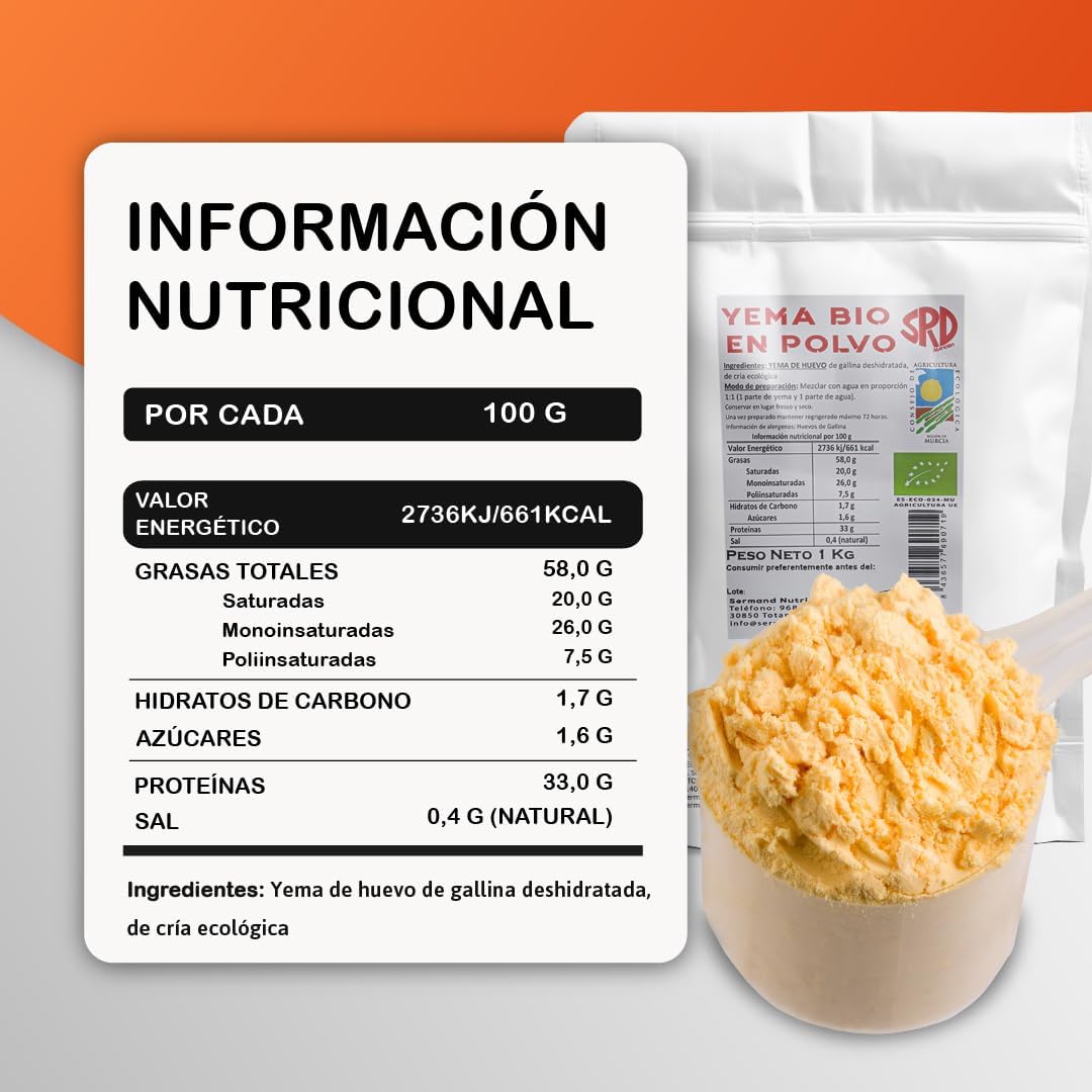 Serman Nutricion Bio Eigelbpulver – glutenfrei, laktosefrei