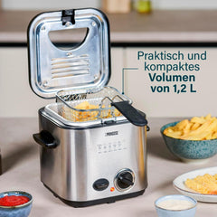 Princess 182611 Mini-Fondue-Fritteuse – schnelles Aufheizen – Geruchsfilter – 1,2 Liter Fassungsvermögen, Silber Haushaltsgeräte Naty Shop