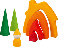 Goki 58427 – Zwergenhaus – Goki Evolution – Hergestellt aus hochwertigem Ahornholz – 7 Teile – Bunte Farben auf Wasserbasis – Hergestellt in Europa. Puppenhäuser Naty Shop Standardtitel