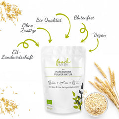 foodsetter Bio Haferdrink Pulver | 500g Beutel | Haferpulver | Instant-Haferpulver | Bio-Qualität | Vegan | Glutenfrei | Ohne Zuckerzusatz | 0,5 kg