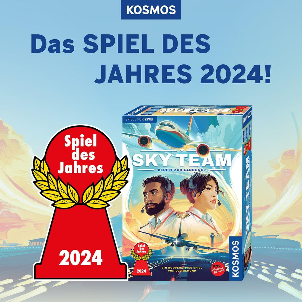 Kosmos 684044 Sky Team - Gata de aterizare? Jocul anului 2024, joc cooperativ pentru 2 jucători cu vârsta de 10 ani și peste, joc de strategie, joc de societate, joc de petrecere