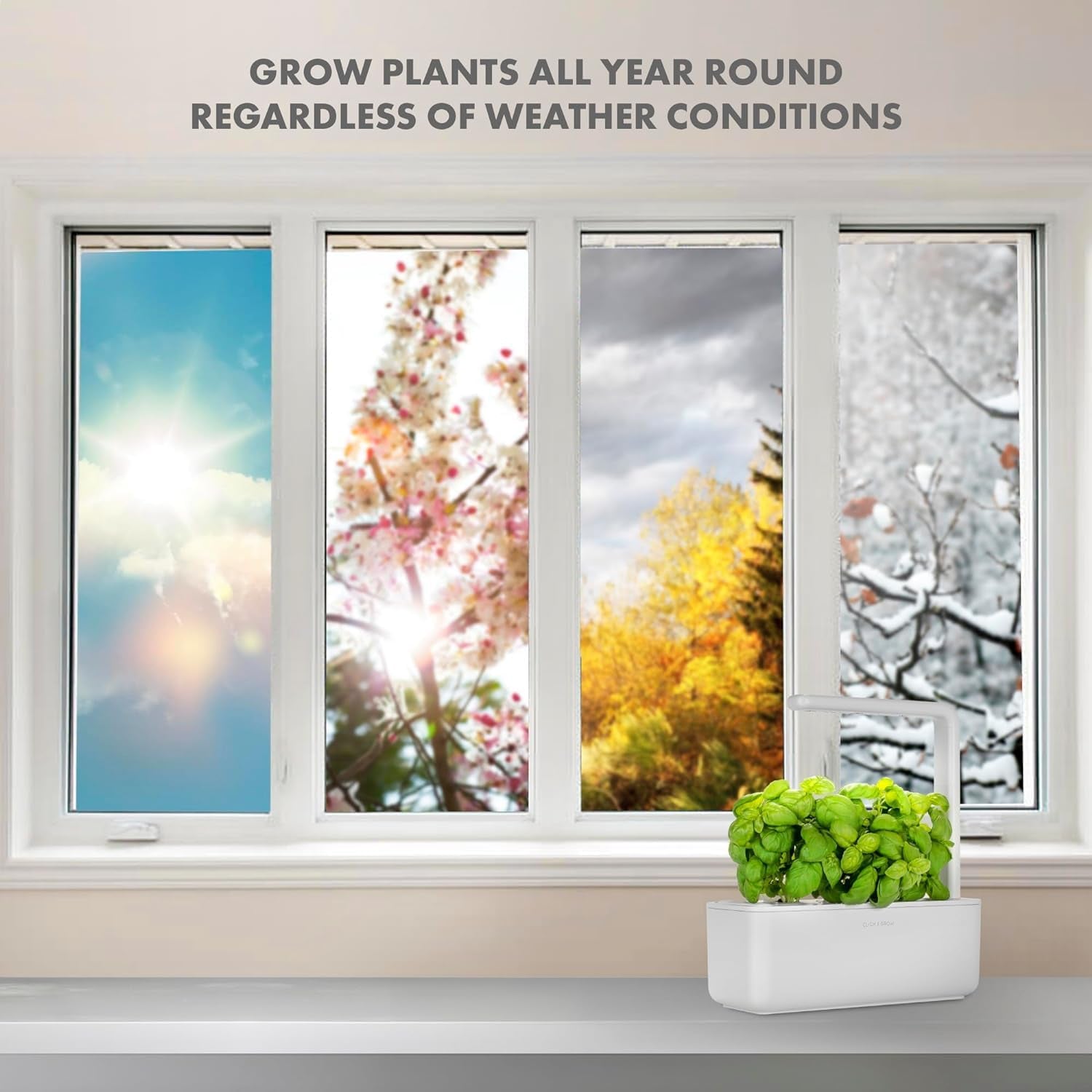 Click and Grow Growbox, Smart Garden, einfacher als ein Hydrokultur-Anbausystem, Indoor-Garten, Kräutergarten, Indoor-Gewächshaus mit 3 Pflanzenkapseln im Lieferumfang enthalten, weiß