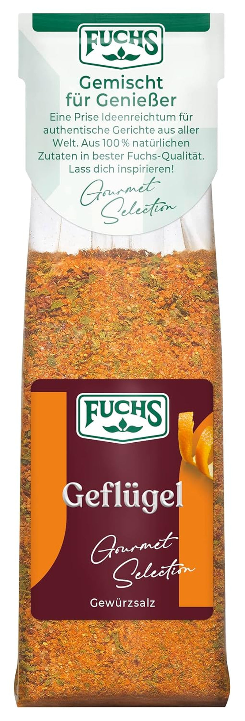 Fuchs Gourmet Selection Klassisch/Heimisch – Bratkartoffel Gewürzsalz, nachfüllbares Kartoffelgewürz, Salz zum Würzen von Brat- & Ofenkartoffeln, Pommes Frites & Co, vegan, 70 g