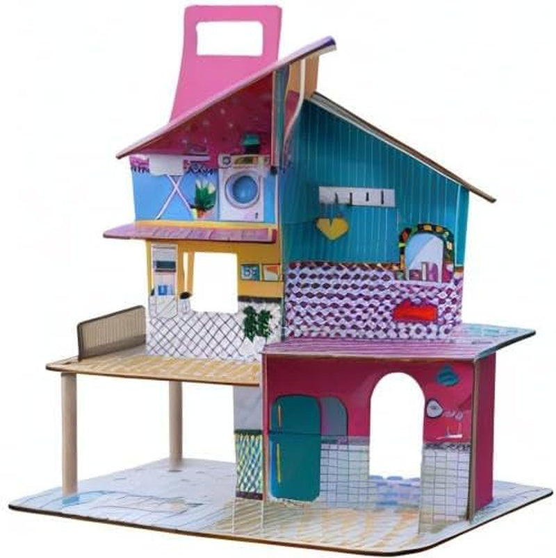 Olivia'S Little World 360 Puppenhaus aus Holz für Kinder, 8,9 cm große Puppen und 12 Zubehörteile, mehrfarbig, TD-13260C, Puppenhäuser, Naty Shop