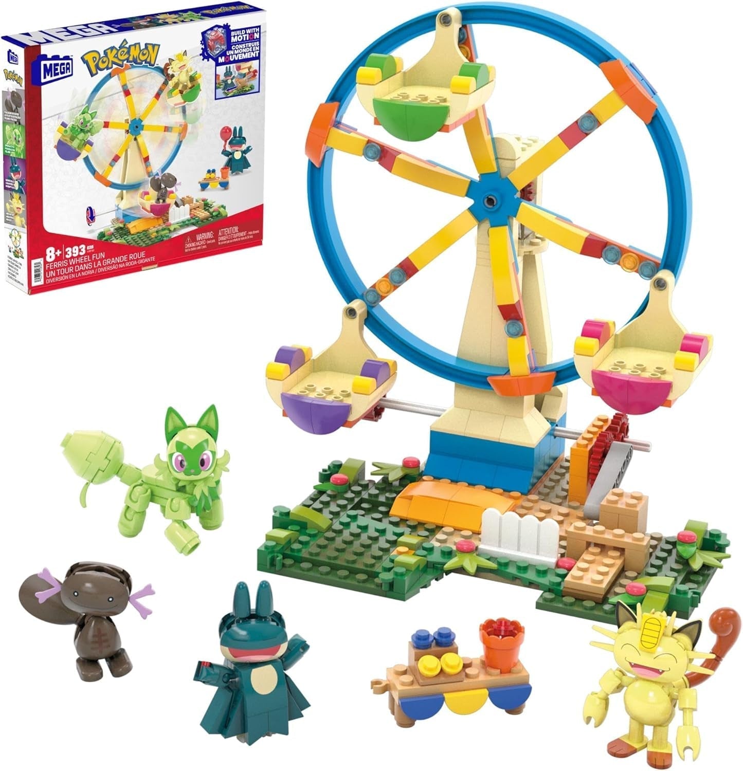 MEGA Pokémon-Actionfiguren-Bauspielzeug, 1101 Teile Trainingsarena, Kampfspiel und 5 bewegliche Figuren für Kinder, HWR82 Actionfiguren Naty Shop Riesenradspaß