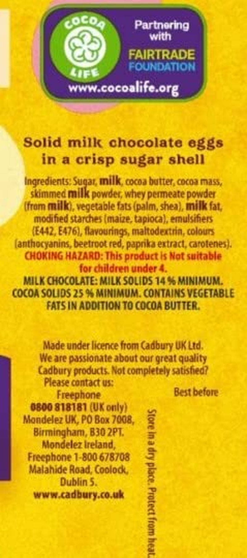 Stabiler Beutel mit kleinen Schokoladeneiern (80g) in einer knusprigen Zuckerdose (Osterformen)