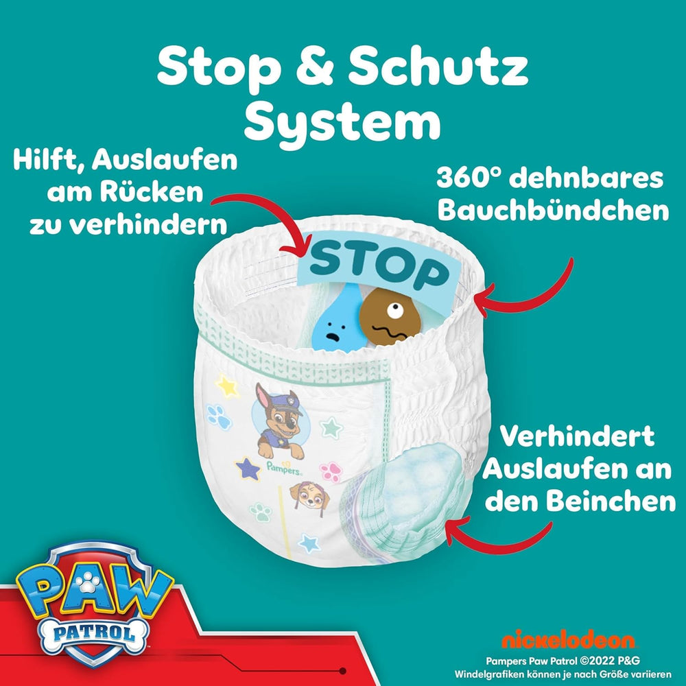 Pampers Baby Dry Pants Diaper Patrol Puppy Edition, Größe 5, 160 Windeln, 11 kg - 17 kg, 360°-Verstellung mit Stopp- und Schutzsystem