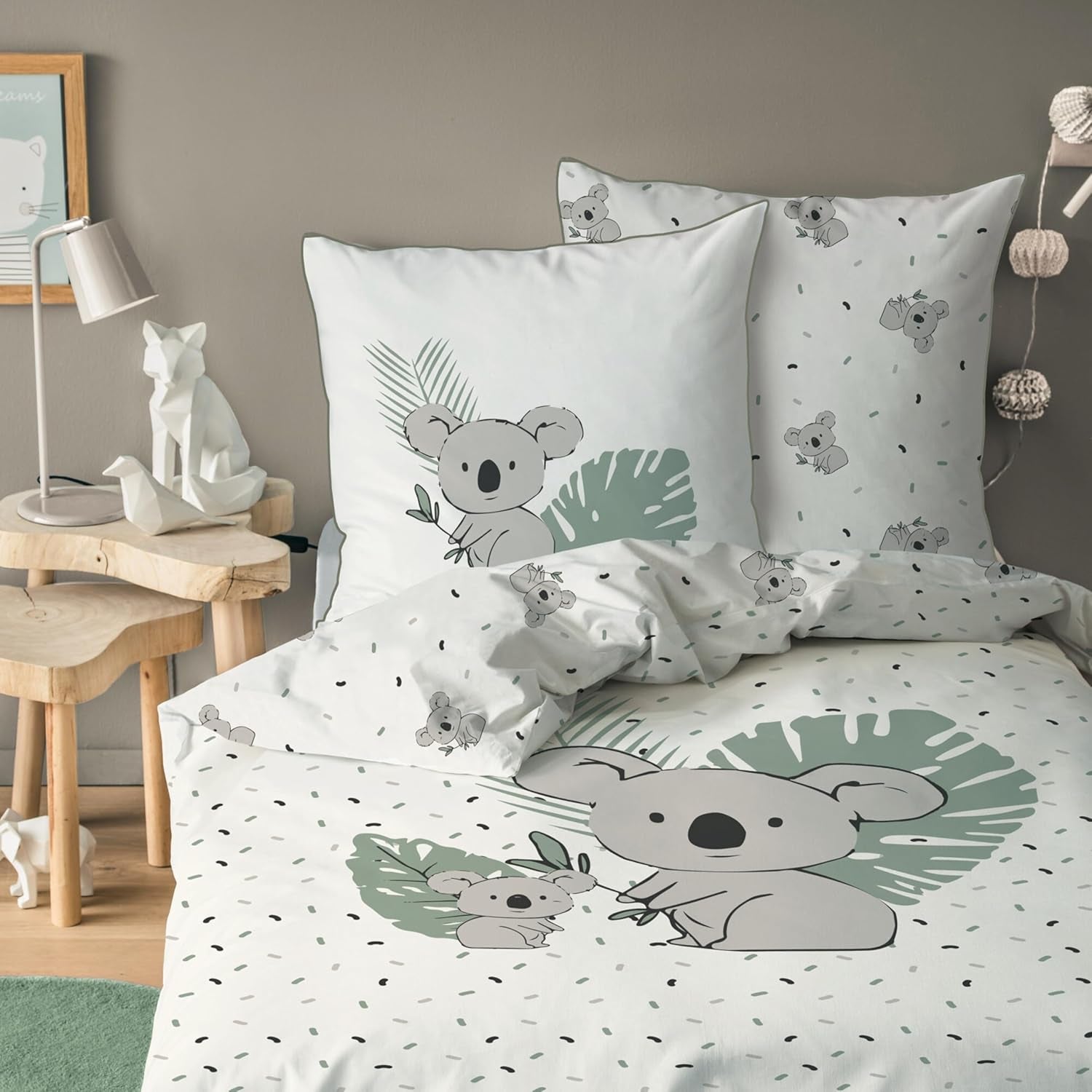 Kinderbettwäsche-Set, Koala oder Einhorn, 100 % Baumwolle. Bettwäsche – Kinder Naty Shop Koala