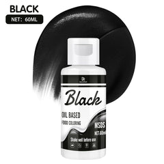Fettlösliche Lebensmittelfarbe Für Schokolade - 60Ml Ölbasis Lebensmittelfarben Für Fondant, Torten Dekoration, Backen - Flüssige Food Coloring Für Kakaobutter, Buttercream, Kuchen (Schwarz) Naty Shop