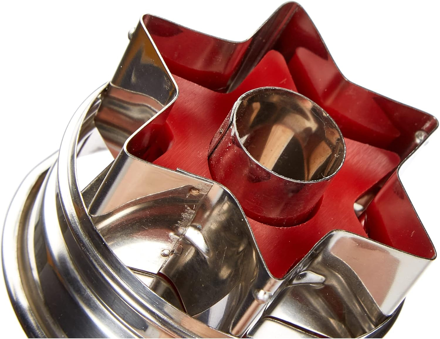 Städter 966322 Formă de biscuiți cu ejector, Stea exterioară, Oțel inoxidabil, Argintiu/Roșu, 4,8 x 4,8 x 4,8 cm