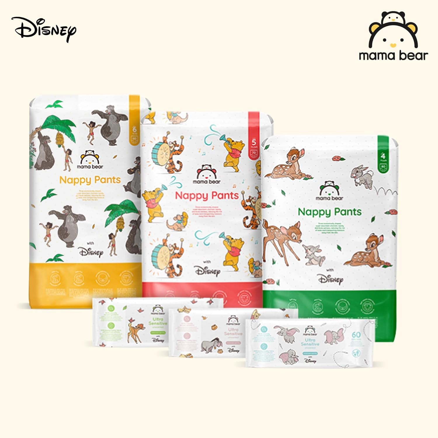 Amazon-Marke: Mama Bear Disney Größe 6 (15+ kg) – Monatspackung, Weiß, 120 Stück (2 Packungen mit 60 Stück)