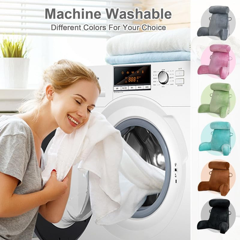 Pernă de citit Mingfuxin pentru pat, pernă de pat cu rolă detașabilă pentru gât și braț de susținere superior pentru a sta în pat, canapea, podea, pernă de citit cu spătar pentru adulți, pernă de spate pentru citit, vizionat la televizor