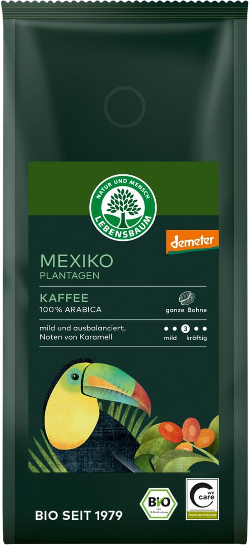 Cafea de plantație mexicană, boabe întregi 2 x 250 g