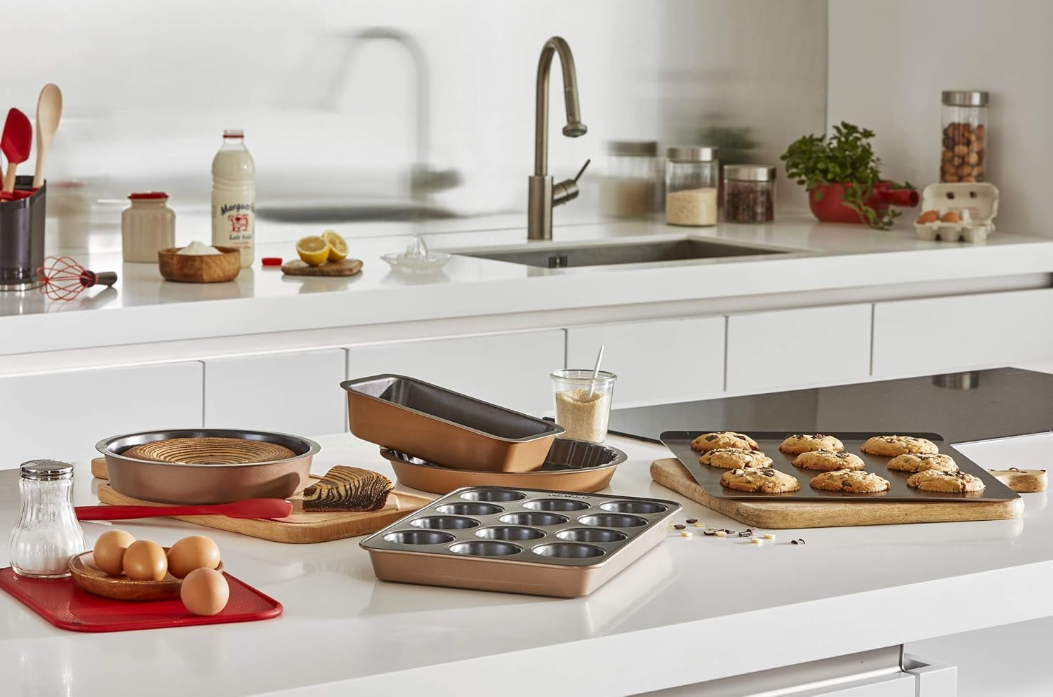 Tefal Airbake J2555014 Muffinform, Antihaftbeschichtung, Karbonstahl, Braun, 29 x 41 cm Formen und Bleche zum Backen Naty Shop