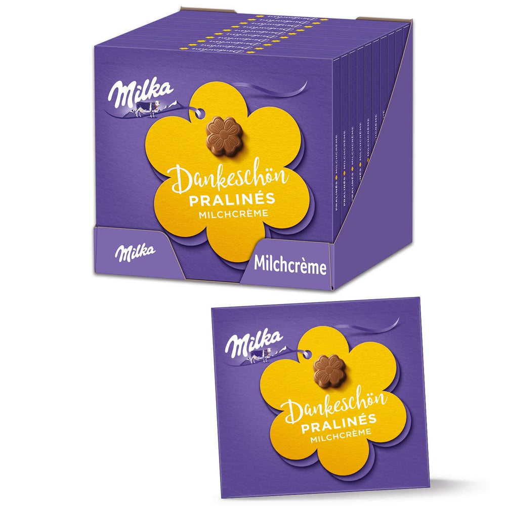 Praline Milka Kleines Dankeschön – Alpenmilchschokolade mit feiner Milchcremefüllung – 12 x 44g