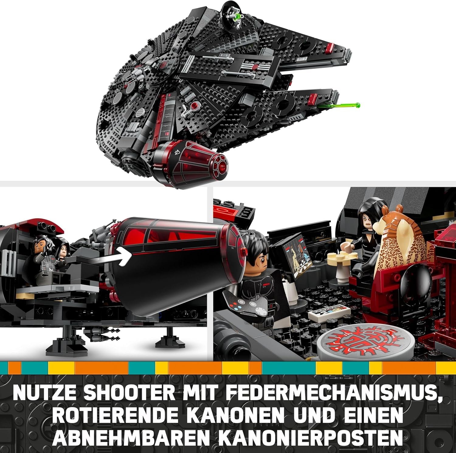 LEGO Star Wars Dark Millennium Falcon, Raumschiff-Set, Bauspielzeug für Kinder, Geburtstagsgeschenk für Jungen, Mädchen und Fans, Abenteuerspielzeug 75389 Bausets Besuchen Sie den LEGO-Store