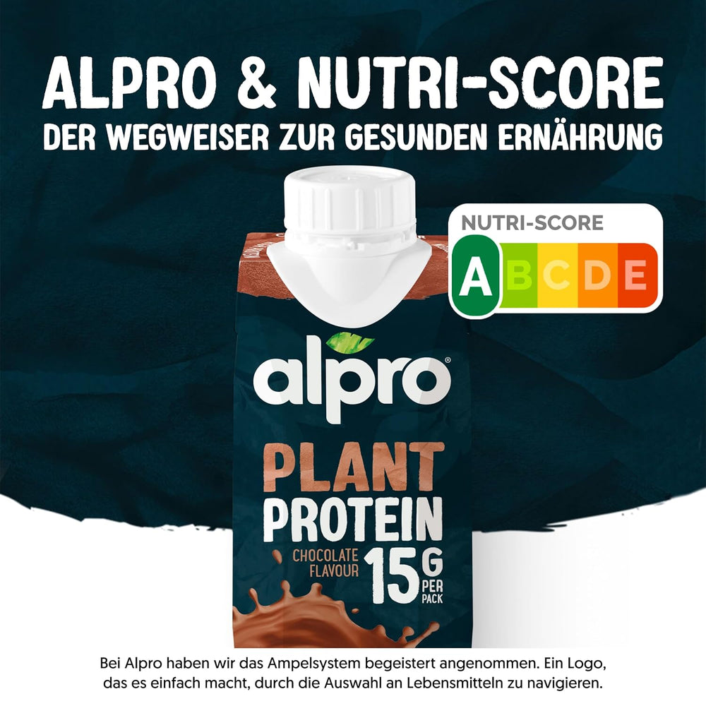 Alpro Proteindrink Schokoladengeschmack – Vegan und milchfrei – Ohne Süßstoffe – Von Natur aus laktosefrei – Reich an Ballaststoffen, Calcium und Vitaminen – 15 x 250 ml – Haltbar
