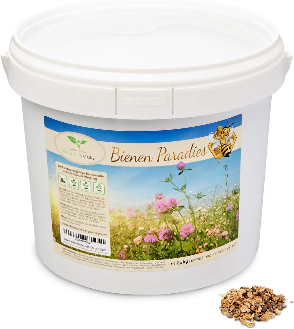 Magic of Nature Blumensamenmischung - Bienenparadies - 1 kg - Einfache Anwendung - Blühende Bienenweide - Aussaattipps - Für 300 bis 500 m²
