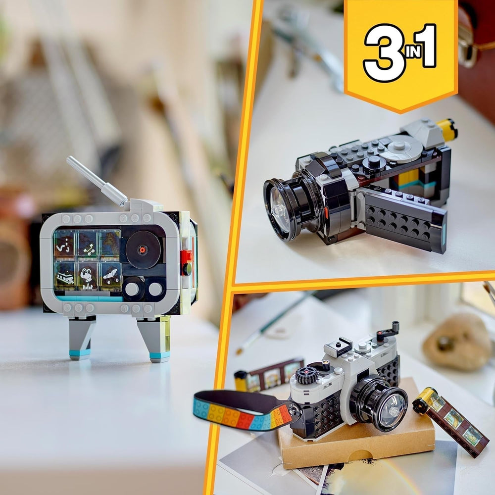 LEGO Creator 3-in-1-Retro-Kameraspielzeug, Camcorder, Fernseher, Schreibtischdekoration für Kinder oder Schlafzimmerzubehör, Fotogeschenke für Mädchen und Jungen ab 8 Jahren 31147 Bausets Besuchen Sie den LEGO-Store