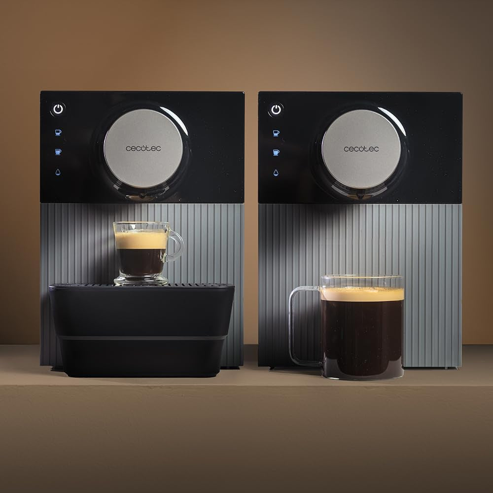 Espressor compact Cecotec Cremmaet Cube, 1350 W, sistem de presare 10 g, sistem de pre-infuzie, 19 bar, sistem thermoblock, 5 setări de măcinare, panou de control tactil