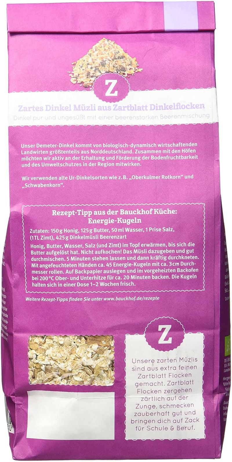 Hof Dinkelbeermüsli, ungesüßt, 425 g