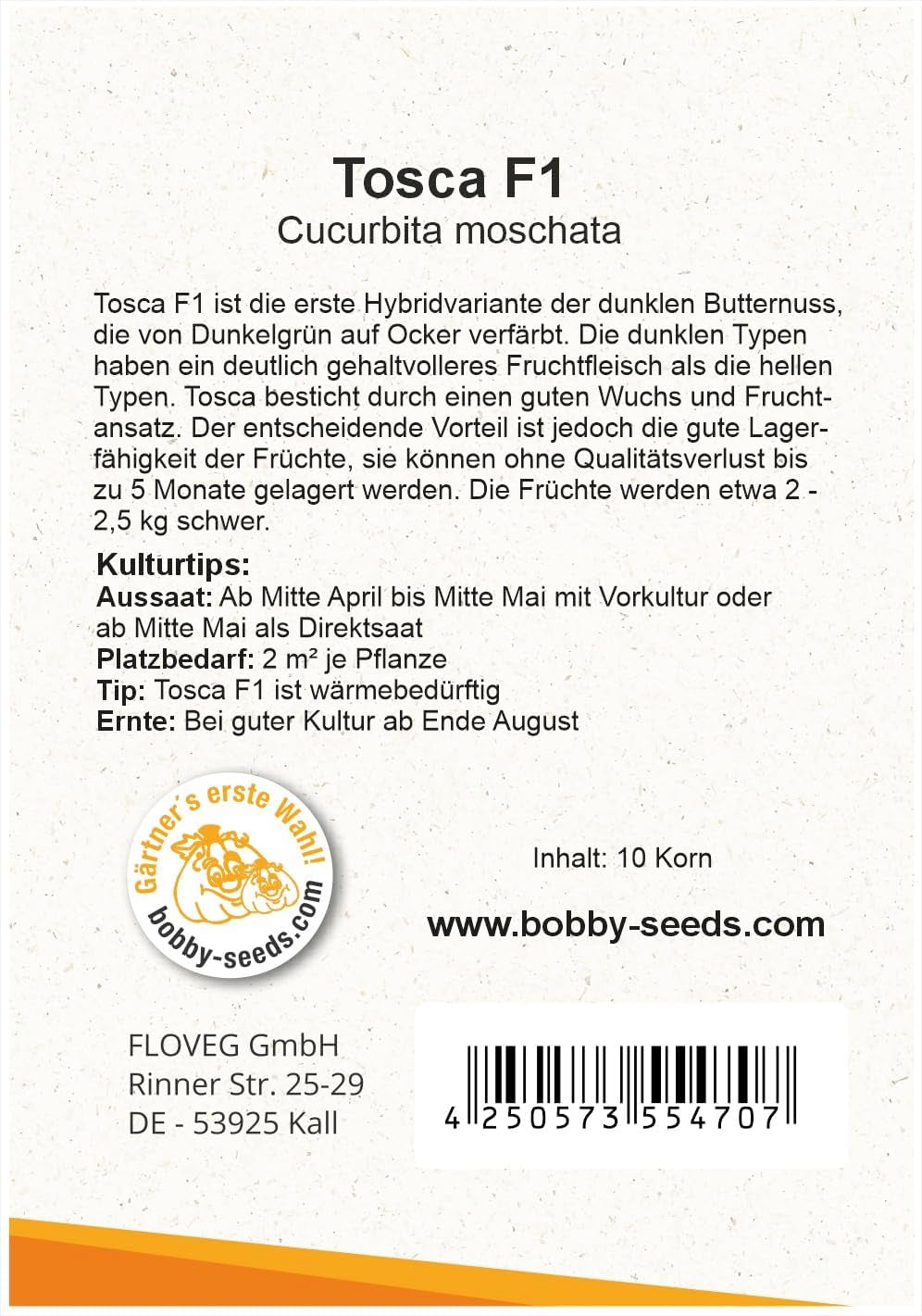 Tosca F1 Kürbissamen Von Bobby-Seeds, Portion