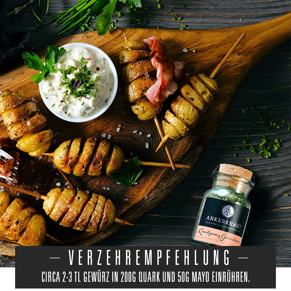 Ankerkraut Kräuterquark Dip, Gewürzmischung für Quark, Ohne Geschmacksverstärker, Premium Qualität, Alternative Joghurt und Soja-Quark, Aufstrich selber machen, 55 g im Korkglas
