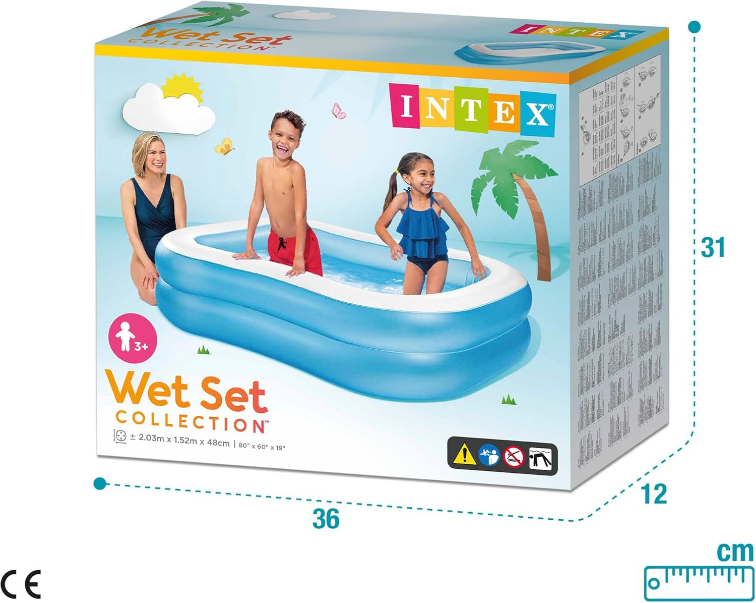 Intex Swim Center Familienpool, aufblasbar, Abmessungen: 203 cm x 152 cm x 48 cm (57180NP)