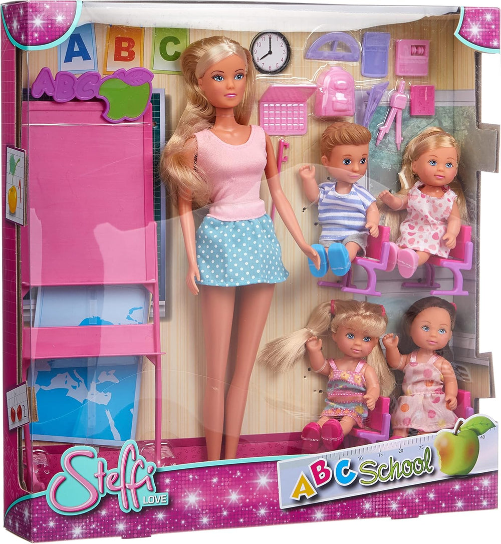 Simba - Păpușa Steffi Love Școlăriță – Păpușă 29 cm – Imagine și Accesorii + 4 Elevi – 105730472002