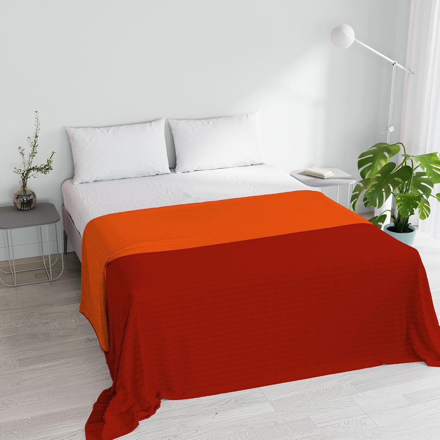 Orange/Rost-Mikrofaser-Sommersteppdecke für Doppelbett 250 x 250 cm Steppdecken und Steppdecken Naty Shop Orange/Rost Ehebett 250 x 250 cm