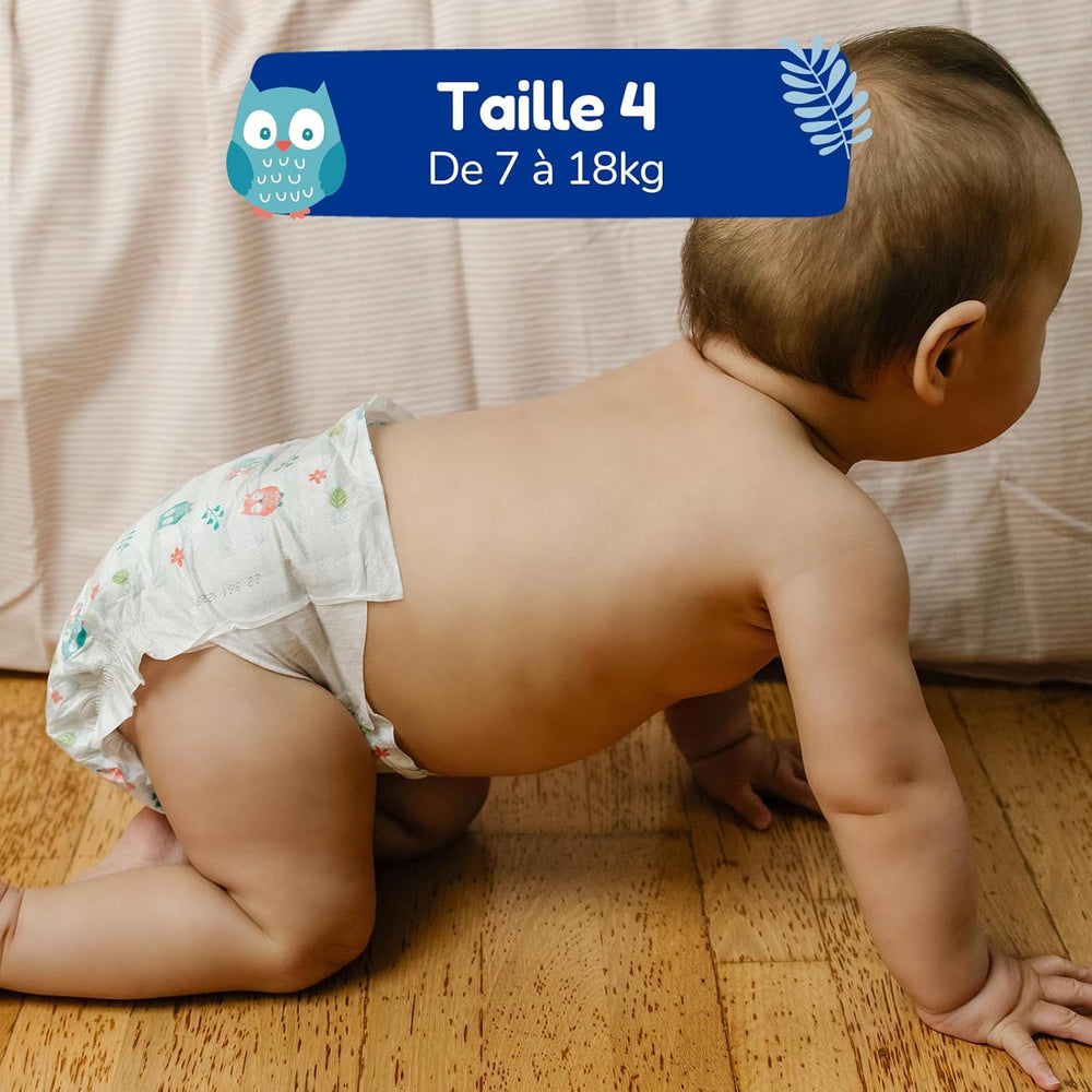 - Windelgröße 4 (7 – 18 kg) – für empfindliche Haut – natürlich und sehr saugfähig – 12 Stunden auslaufsicher – ohne unerwünschte Inhaltsstoffe – hergestellt in Frankreich – 132 Windeln