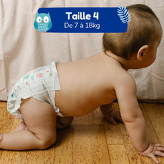 - Windelgröße 4 (7 – 18 kg) – für empfindliche Haut – natürlich und sehr saugfähig – 12 Stunden auslaufsicher – ohne unerwünschte Inhaltsstoffe – hergestellt in Frankreich – 132 Windeln