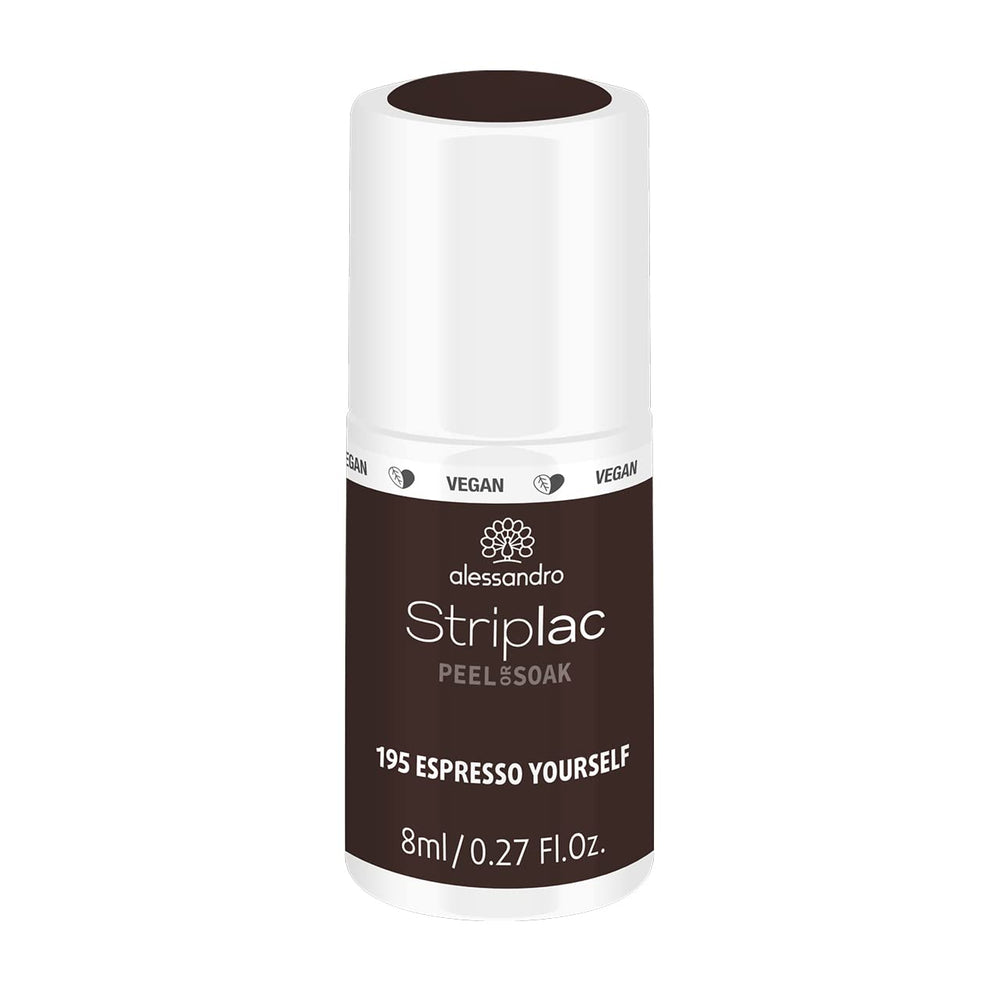 UV-Nagellack alessandro Striplac Midnight Black – Zart und langanhaltend – Einfache Entfernung dank Peel-Off-Entfernungstechnologie – Vegan und tierversuchsfrei – 8 ml