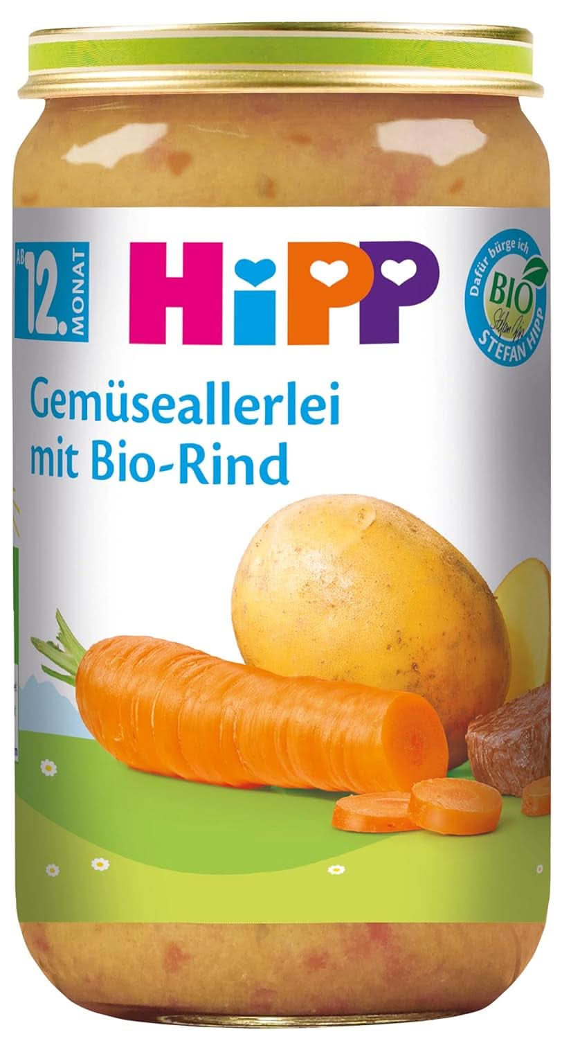 Hipp Gemüse-All-you-can-eat mit Bio-Rindfleisch, 6er-Pack (6 x 250 Gramm) Mutter und Kind Naty Shop