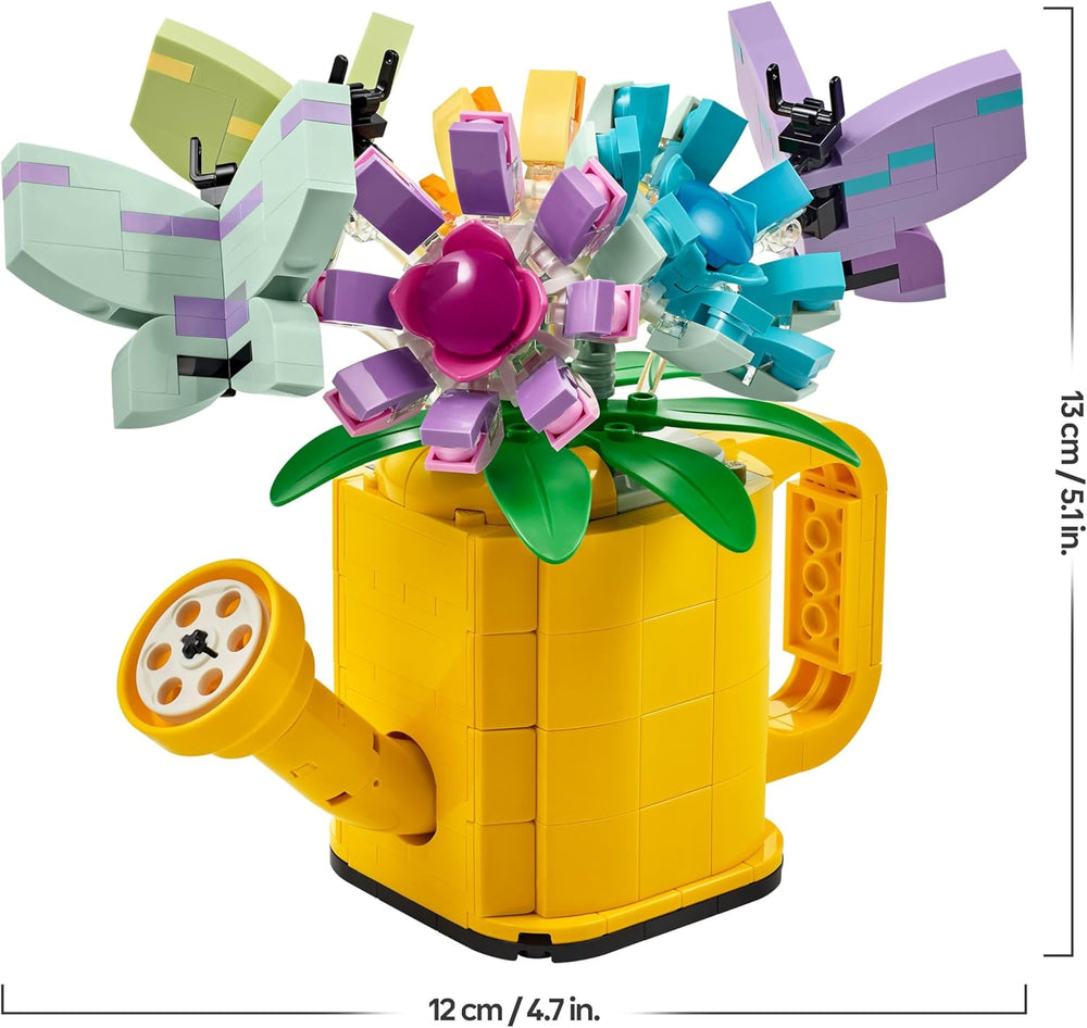 LEGO Creator 3-in-1-Spielzeug mit Blumen in der Gießkanne, Gummistiefel für 2 Vögel auf einer Stange, Tierset für Mädchen, Jungen und Kinder, mit 3 Schmetterlingsspielzeugen, tolles Schreibtischzubehör, Naturgeschenk 31149