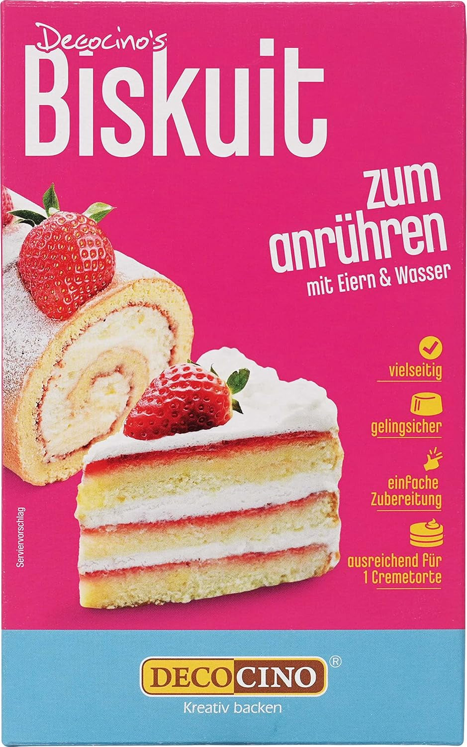 DECOCINO Biscuit Backmischung (250 G) – Einfache Zubereitung – Gelingsicher – Zum Backen Von Luftigen Biskuitböden, Creme-Torten, Biskuitrollen Uvm. Naty Shop Standardtitel