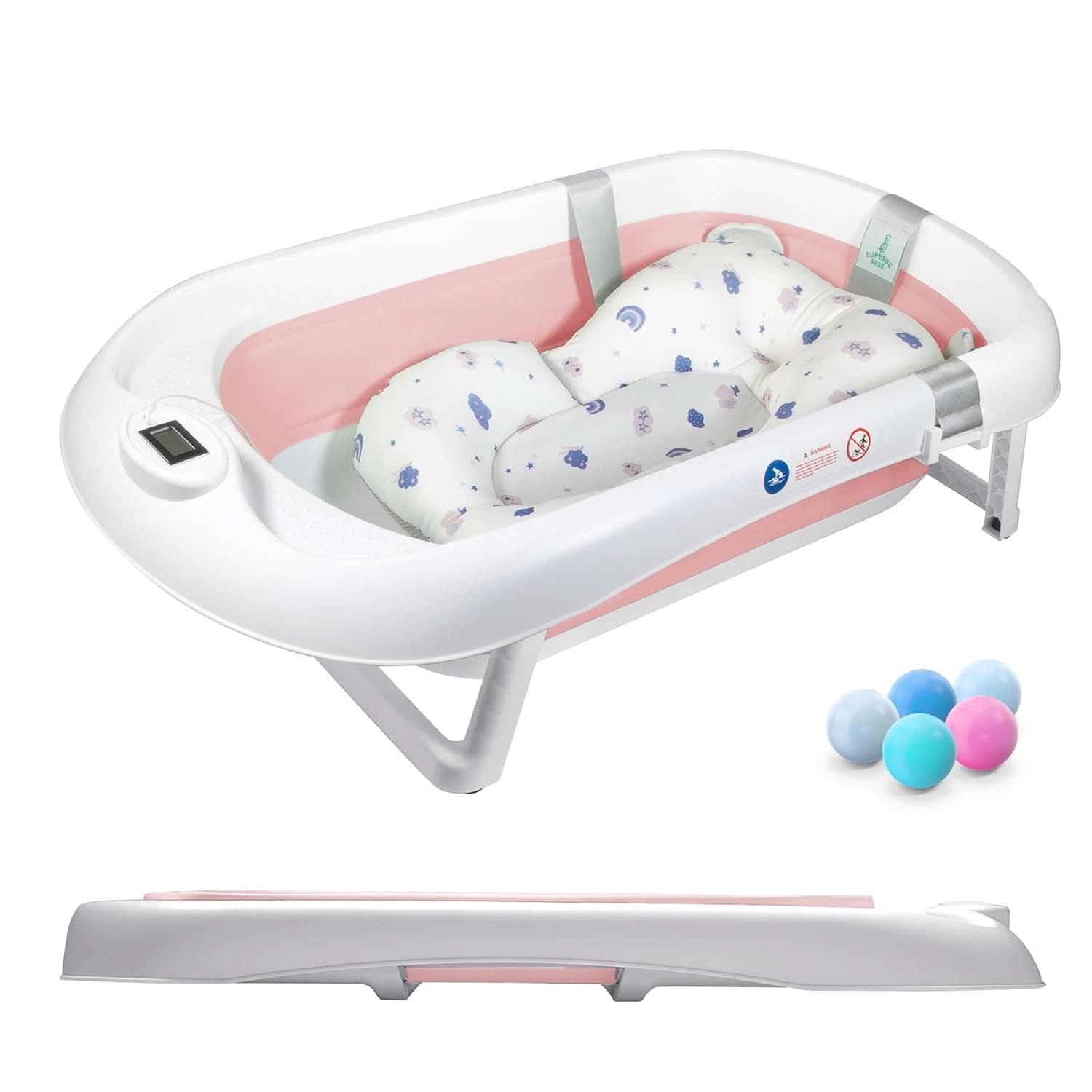 Faltbare Babybadewanne mit Badekissen und integriertem Thermometer Mutter und Kind Naty Shop