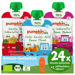 Pumpkin Organics 24Pack, Bio-Gemüsepüree, ohne Zuckerzusatz, für Babys ab 6 Monaten, 24 x 100 Gramm Mutter und Kind Naty Shop 24 x 100 Gramm