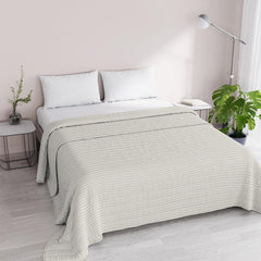 Sommerdecke Satinstreifen, Polyester, Creme, 260 x 250 cm Steppdecken und Steppdecken Naty Shop Creme 260 x 250 cm