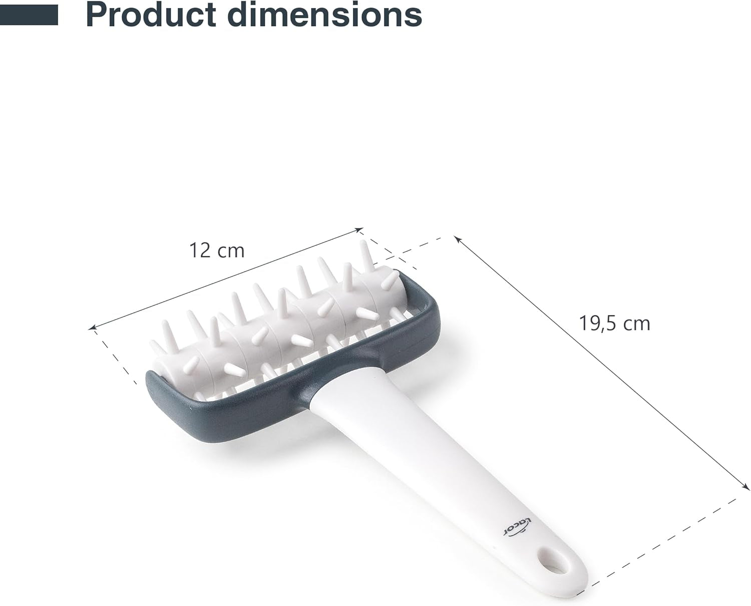 - 68802 - Küchenrollkissen, Tupfwalze, Nudelrolle, Verhindert Blasen im Teig, Ergonomischer Griff, 100% abnehmbar, Spülmaschinenfest, Polypropylen, BPA-frei, 12x19,5 cm