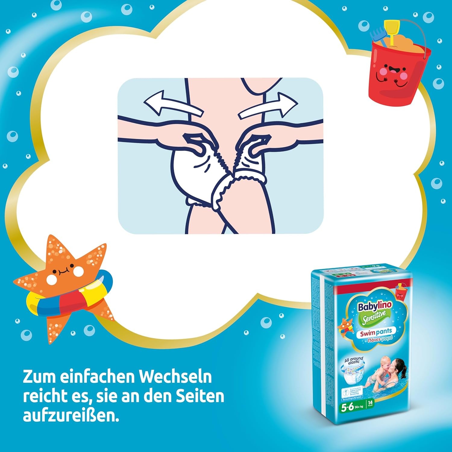 Windeln Sensitive Badehosen, für Meer und Pool, Größe 5-6 (über 14 kg), 84 Stück