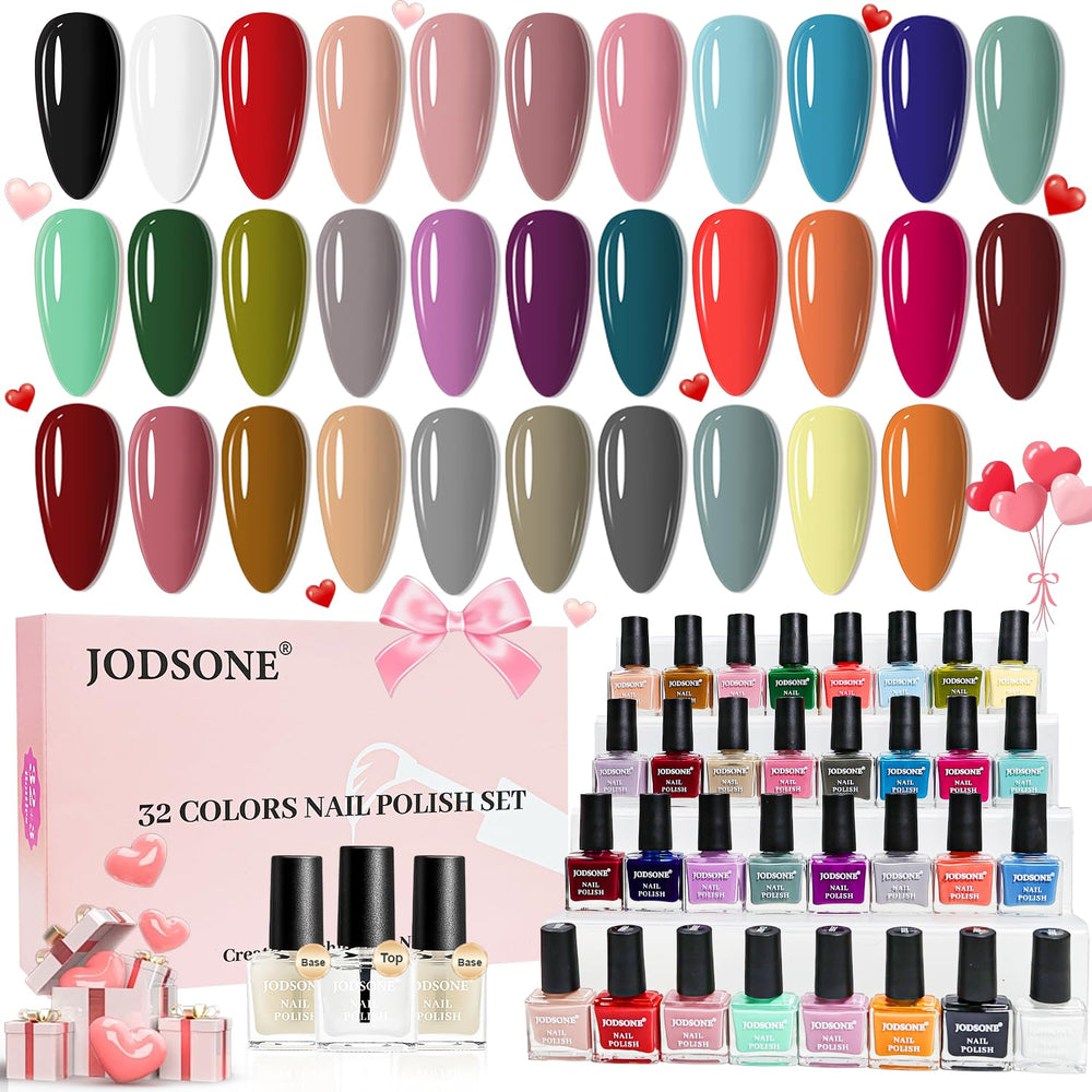 JODSONE 12-teiliges Nagellack-Set, 10 Farben, Kombination aus 2 Unterlacken und Überlack, schnell trocknender Nagellack für Amateure und Anfänger