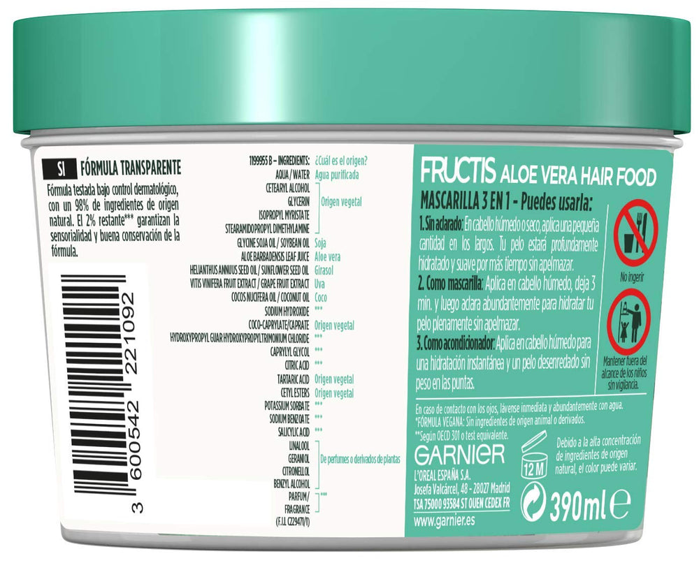 Fructis Masc.Hair Food 390 Alo Masca de par Naty Shop