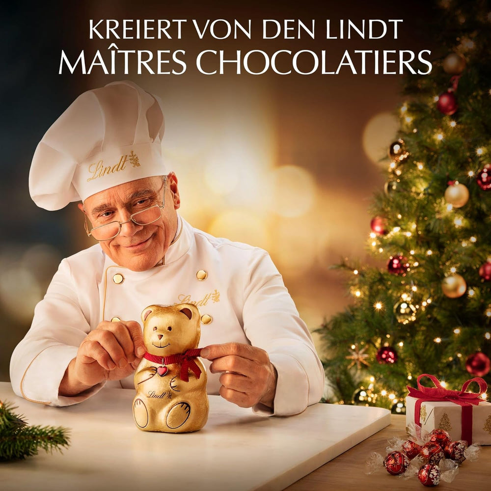 Lindt-Schokolade | Schachtel mit Goldstück-Pralinen | 180g | 18 Pralinen in 10 Sortimenten als feine Pralinen-Sortierung, teilweise mit Alkohol | Premium-Geschenkbox mit Weihnachtspralinen