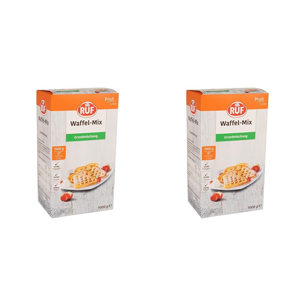 RUF Rührkuchen Backmischung, Nur Wasser & Öl Zugeben, Rezeptur Für Blechkuchen, Kastenkuchen, Muffins, Gugelhupf Und Tortenböden, 1X1000G Mischung zum Backen und Kochen Naty Shop Wafelteig 1 Kg (2Er Pack)