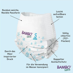 Bambo Nature Baby-Schwimmwindeln, Größe S (7–12 kg), 12 Windeln | Einweg-Schwimmwindeln mit sicherer Passform | Wasserdichter Komfort beim Wasserspiel