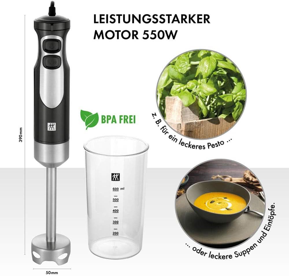 ZWILLING Standmixer, inkl. 600 Messbecher, 550 Watt, 18/8 Edelstahl, Edelstahl/Schwarz Mutter und Kind Naty Shop