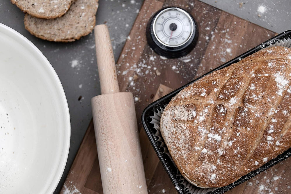 Tala Teigroller aus Buchenholz – Drehbares Nudelholz mit Griffen, glatte Oberfläche, langlebig & leicht zu reinigen – Perfekt für Teig, Gebäck, Brot & Pizza – FSC-zertifiziertes Holz