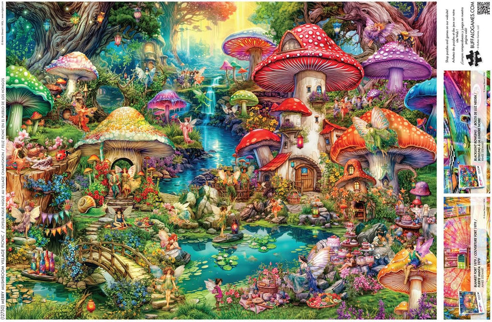 Buffalo Games – Aimee Stewart – Merry Mushroom Village Picnic – 1000-teiliges Puzzle für Erwachsene, anspruchsvolles Puzzle, perfekt für Spieleabende – fertiges Puzzle in der Größe 26,75 x 19,75 cm Naty Shop