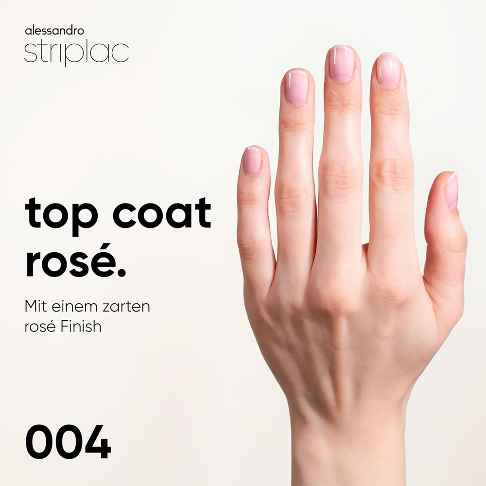 alessandro Striplac UV Top Coat Rosé – Strahlende, kratzfeste Nägel bis zu 15 Tage – Mit oder ohne Farbe verwendbar – Sanfte Entfernungstechnologie – Vegan – Pink, Transparent, 6,5 ml